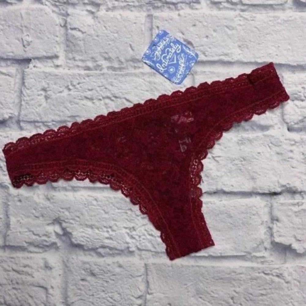 Free People XS Lace Tanga in Wine Red New with tags